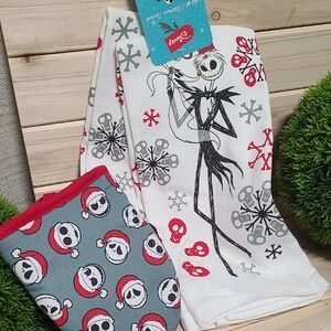 Disney Nightmare Before Christmas Jack Skellington Towels MITT Set Of 3 NWT